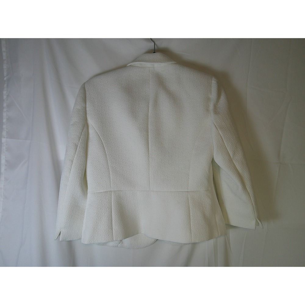 Kasper Womens White Diamond Jacquard Single Button Peplum Blazer Size 6 - Picture 2 of 3